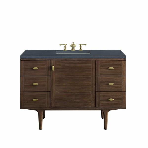 James Martin Vanities Amberly 48in Single Vanity, Mid-Century Walnut w/ 3 CM Charcoal Soapstone Top 670-V48-WLT-3CSP